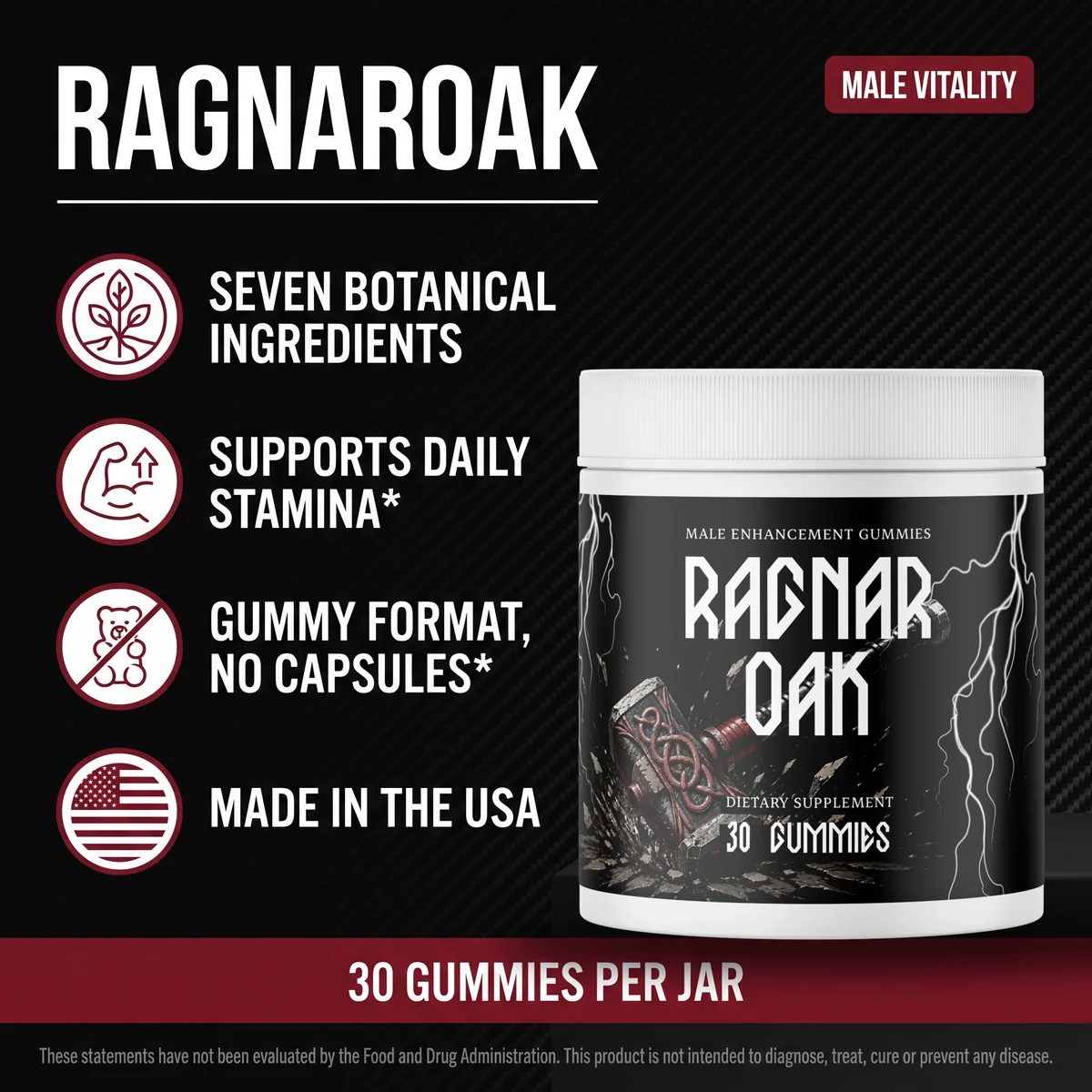Ragnaroak male vitality gummies with seven botanical ingredients