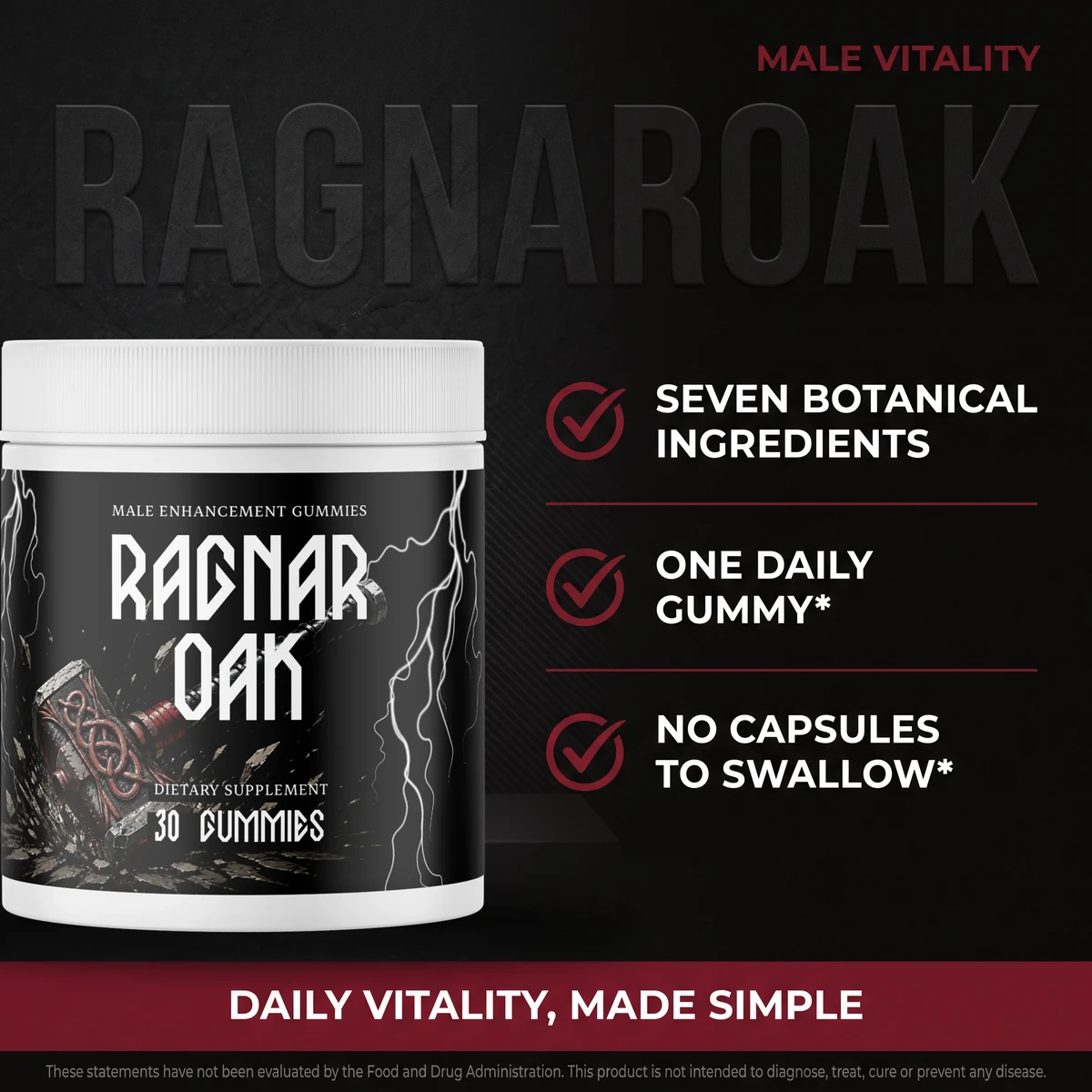 A transparent seven-botanical men's vitality supplement label to evaluate